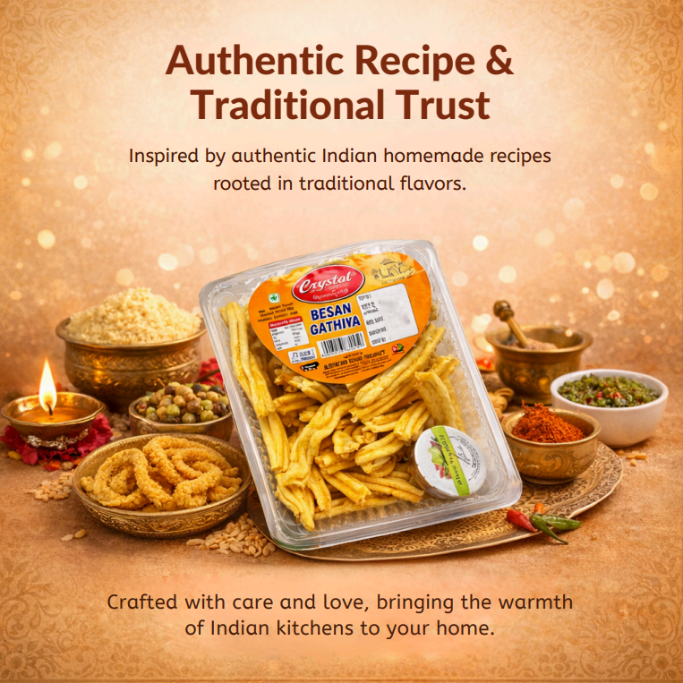 CRISPY TRAILS Soft Gathiya Namkeen | Made with Besan | whole Spices | Fried in Cold. Pressed Groundnut Oil | Namkeen | Healthy Best Indian Snacks