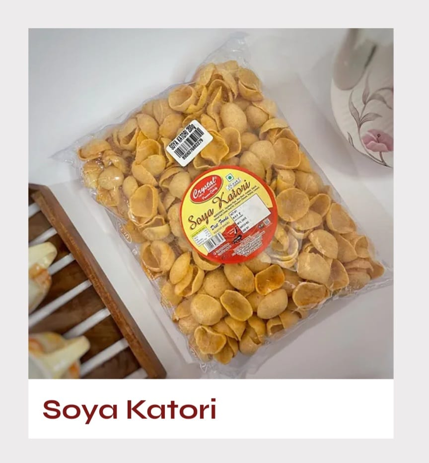 CRISPY TRAILS Crunchy Soya Katori – High Protein Namkeen Snack – Healthy & Tasty Tea-Time Snack – Perfect for Kids & Adults (Pack of 1)