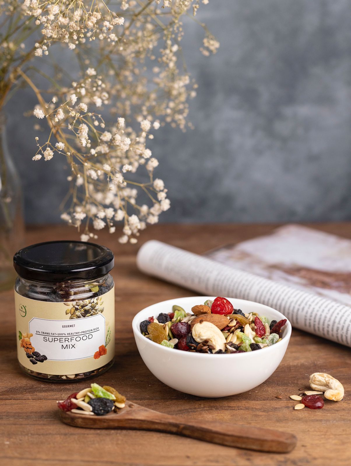 GOURMET Superfood Mix | Healthy Roasted Seeds & Nuts Blend | Protein & Fiber Rich Energy Snack