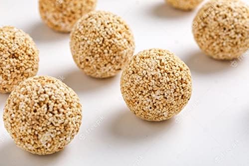 CRISPY TRAILS Handmade Roasted Cholai Ladoo for Fasting | Healthy Rajgira Gur Laddu | Satvik Navratri Vrat Sweet Snack | Energy-Rich Amaranth Ladoo