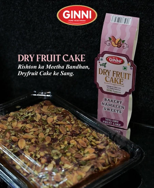 GINNI Dry Fruits Cake – Rich & Moist Eggless Fruit Cake | Loaded with Almonds, Cashews, Raisins & Dates | No Alcohol, No Preservatives