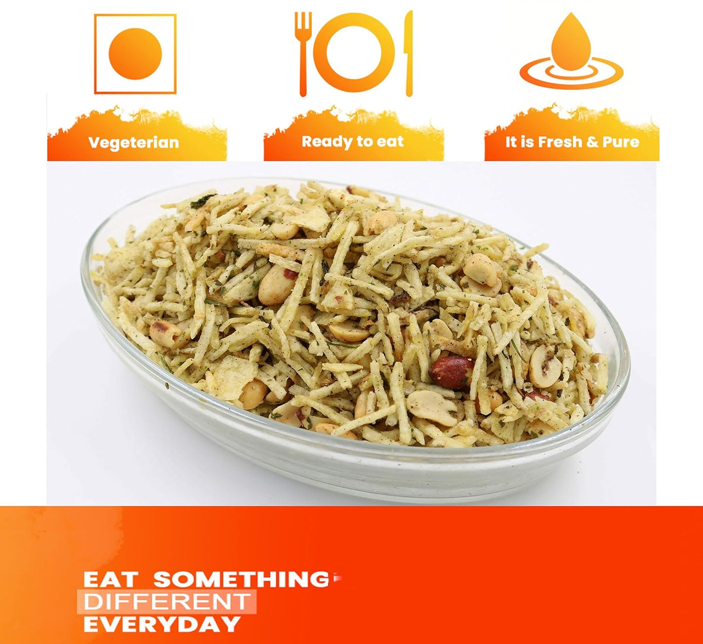 CRISPY TRAILS Badam Lachha Namkeen for Fasting | Crunchy Almond Laccha with Sendha Namak | Satvik Navratri Upvas Snack