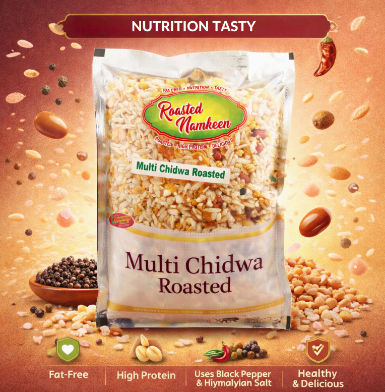 CRISPY TRAILS Multi Chidwa Roasted Namkeen | Light & Tasty Indian Snack | Spicy Puffed Rice Mix for Tea-Time & Travel