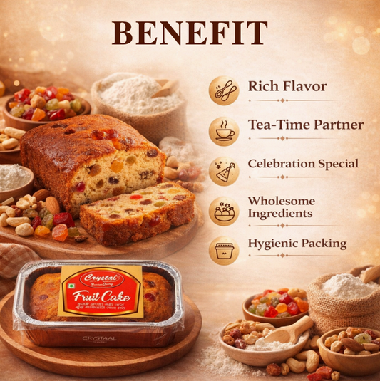 CRISPY TRAILS Delicious Fruit Cake – Soft & Moist Cake with Real Fruits & Nuts | Perfect Tea Time Snack & Celebration Dessert (Pack of 1)