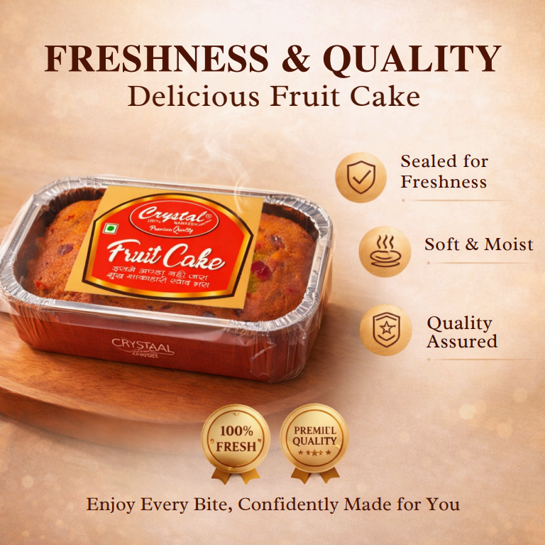 CRISPY TRAILS Delicious Fruit Cake – Soft & Moist Cake with Real Fruits & Nuts | Perfect Tea Time Snack & Celebration Dessert (Pack of 1)
