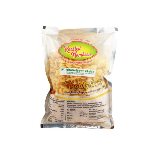 CRISPY TRAILS Roasted Cornflakes Namkeen – Crunchy & Healthy Snack | Light, Tasty & Oil-Free Tea Time Munchies (Pack of 1)