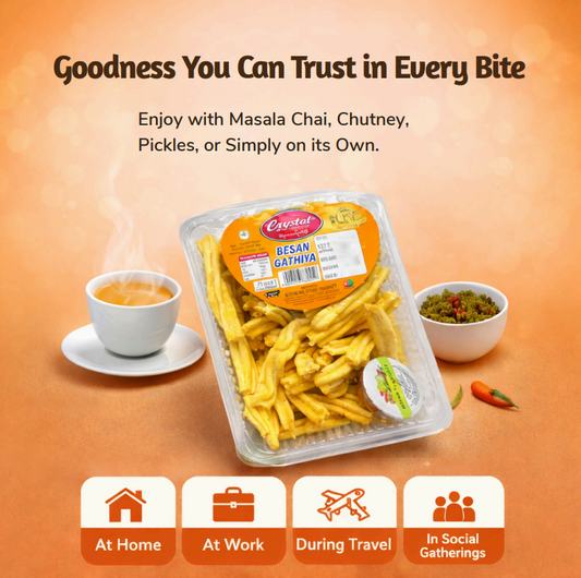CRISPY TRAILS Soft Gathiya Namkeen | Made with Besan | whole Spices | Fried in Cold. Pressed Groundnut Oil | Namkeen | Healthy Best Indian Snacks