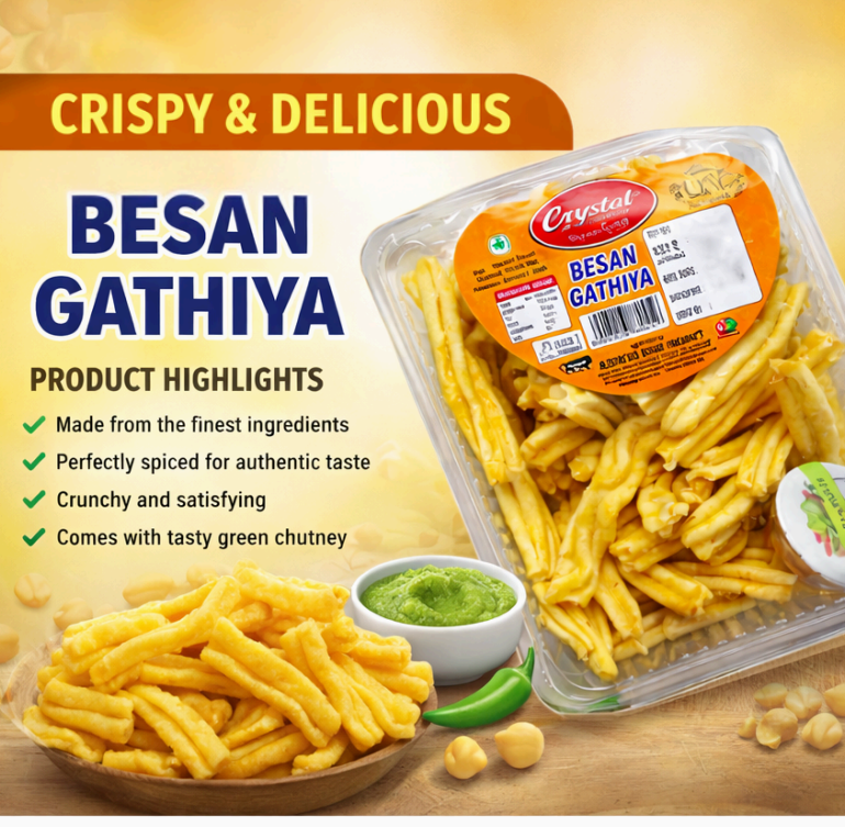 CRISPY TRAILS Soft Gathiya Namkeen | Made with Besan | whole Spices | Fried in Cold. Pressed Groundnut Oil | Namkeen | Healthy Best Indian Snacks
