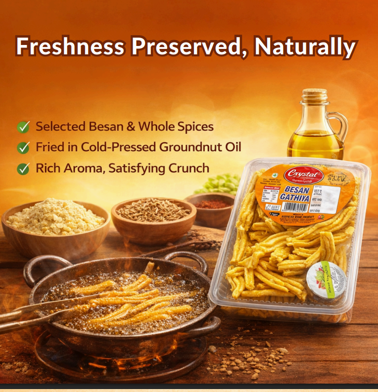 CRISPY TRAILS Soft Gathiya Namkeen | Made with Besan | whole Spices | Fried in Cold. Pressed Groundnut Oil | Namkeen | Healthy Best Indian Snacks