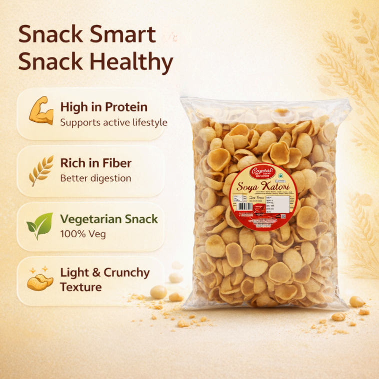 CRISPY TRAILS Crunchy Soya Katori – High Protein Namkeen Snack – Healthy & Tasty Tea-Time Snack – Perfect for Kids & Adults (Pack of 1)