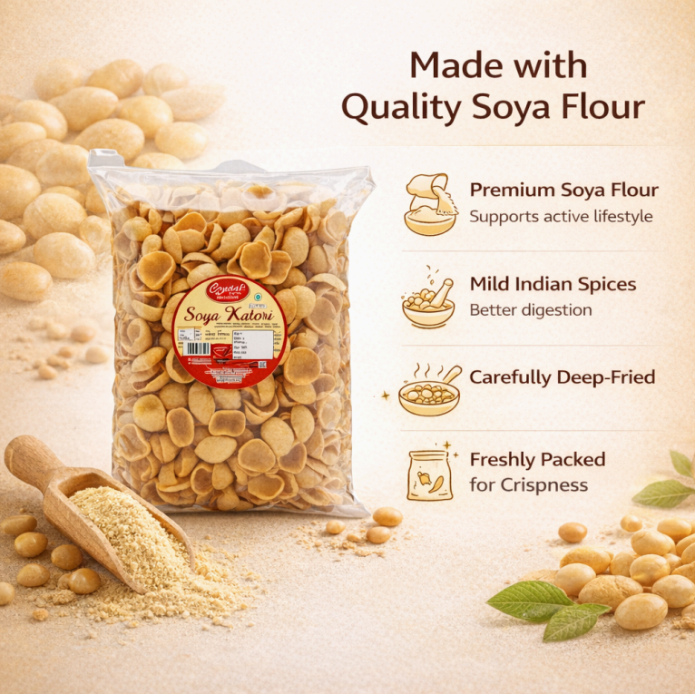 CRISPY TRAILS Crunchy Soya Katori – High Protein Namkeen Snack – Healthy & Tasty Tea-Time Snack – Perfect for Kids & Adults (Pack of 1)