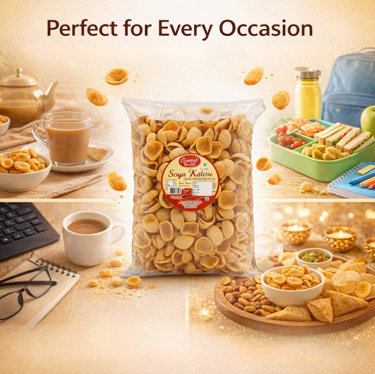 CRISPY TRAILS Crunchy Soya Katori – High Protein Namkeen Snack – Healthy & Tasty Tea-Time Snack – Perfect for Kids & Adults (Pack of 1)