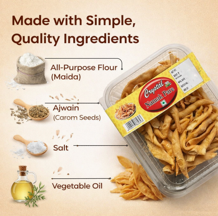 CRISPY TRAILS Home Made Namak Para/Namkeen Mixture Special Indian Namkeen Crunchy Daily Tea Time And Delicious Festive Namak Para || Tea Time Crunchy Namkeen | Festive Special (Pack of 1)