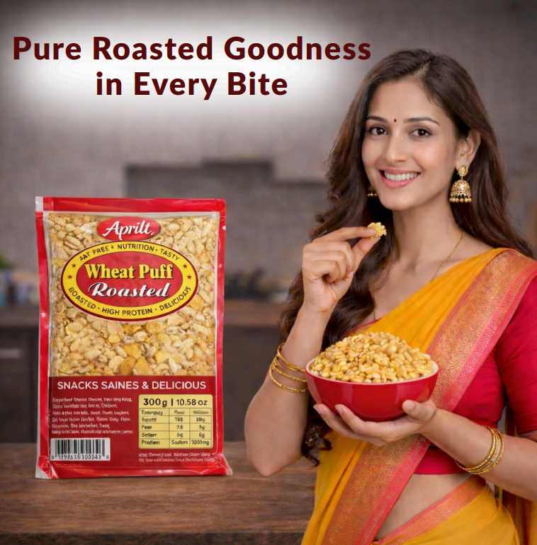 CRISPY TRAILS Fat Free Wheat Puff Roasted Namkeen | Light & Tasty Indian Snack | Spicy Puffed Rice Mix for Tea-Time & Travel