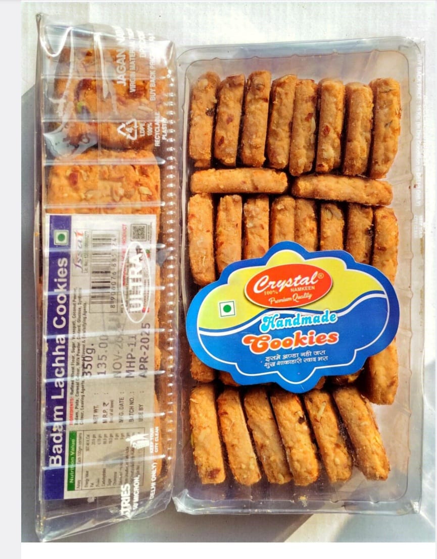CRISPY TRAILS Delicious Badam Lachha Crunchy Cookies | Freshly Baked / Packaged Biscuits | Ideal Snack for Tea Time, Kids & Gifting