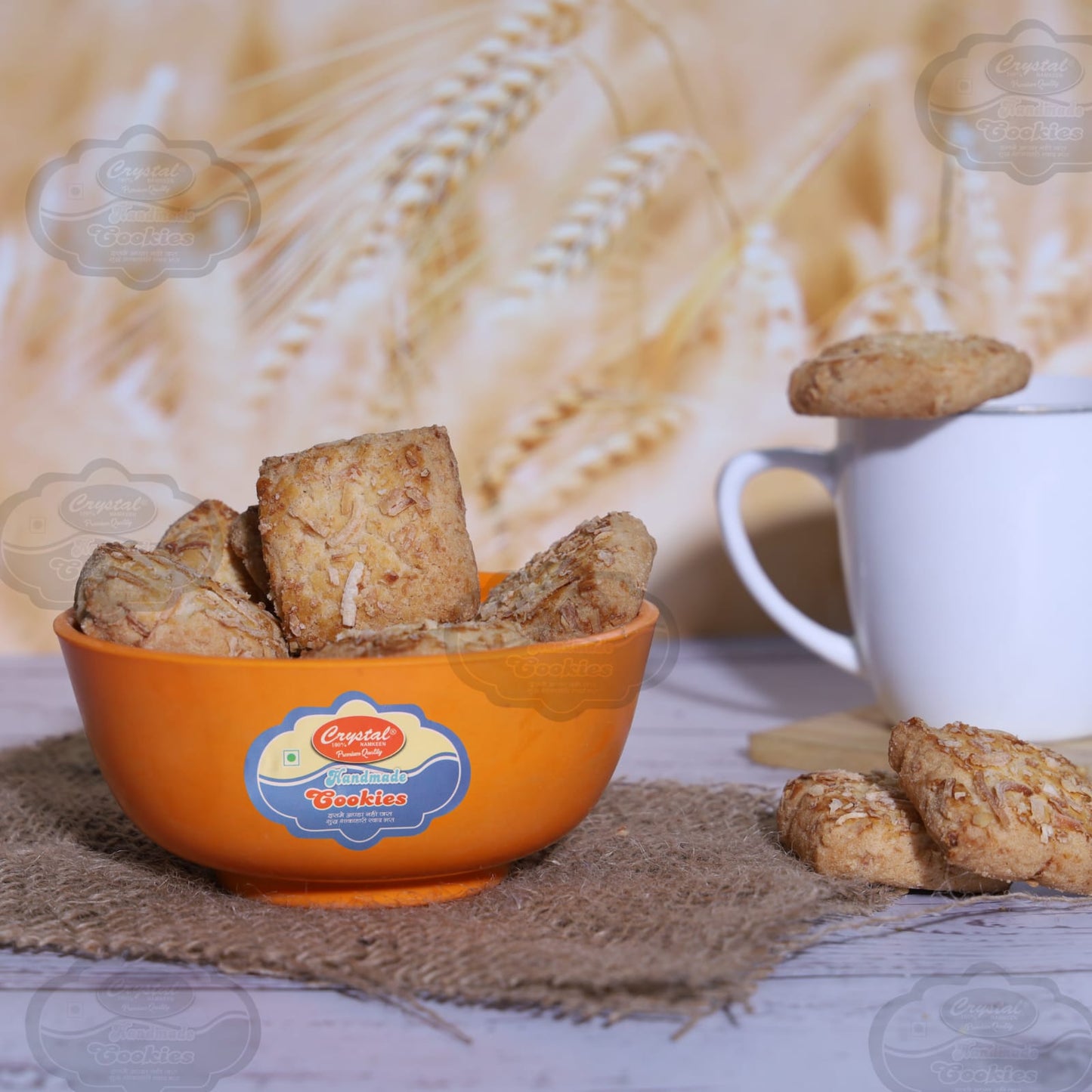 CRISPY TRAILS Delicious Coconut Lachha Crunchy Cookies | Freshly Baked / Packaged Biscuits | Ideal Snack for Tea Time, Kids & Gifting