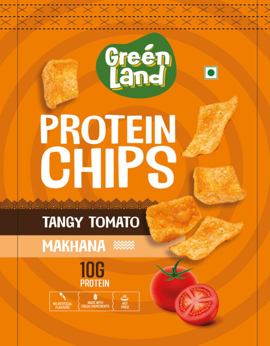 Green Land Protein Chips With Tangy Tomato Makhana Flavour (10G Protein)