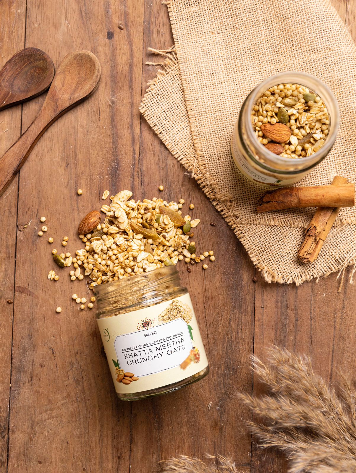 GOURMET Khatta Meetha Crunchy Oats | Healthy Roasted Snack | High Fiber & Protein Rich Namkeen