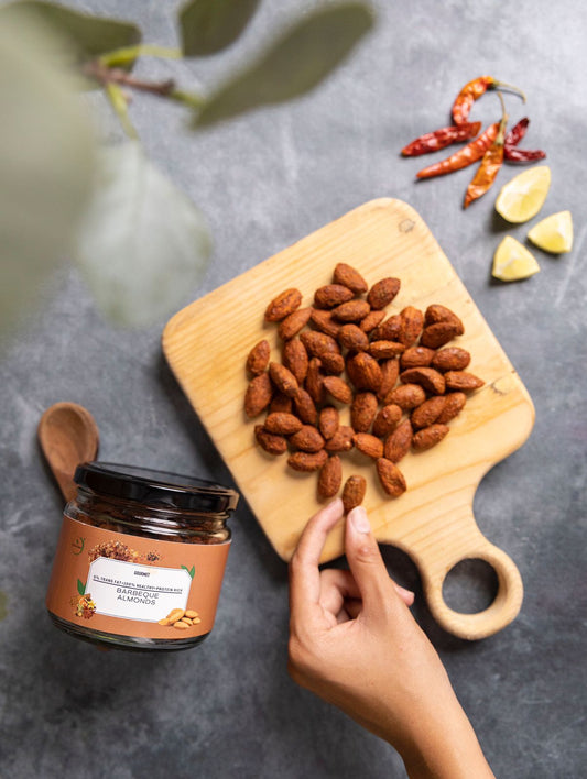 GOURMET Barbeque Almonds | Roasted & Flavored Nut Snack | High Protein Healthy Crunch