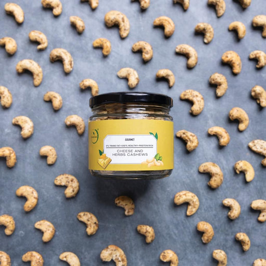 GOURMET Cheese & Herbs Cashews | Roasted Flavored Nut Snack | High Protein Crunchy Treat