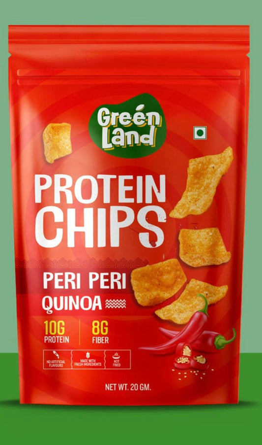Green Land Protein Chips With Peri Peri Quinoa Flavour (10G Protein + 8G Fiber)