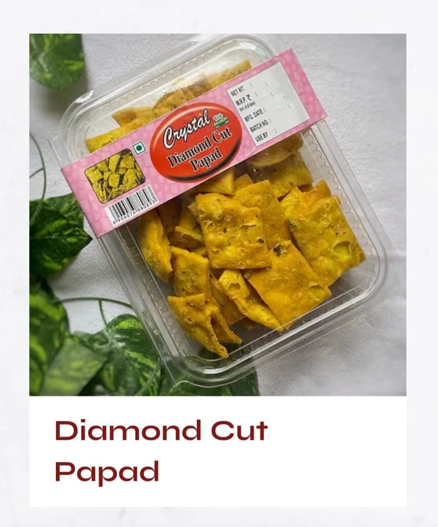 CRISPY TRAILS Diamond Cut Papad – Traditional South Indian Snack | Crispy, Crunchy & Tasty Fryums | Tea Time Namkeen (Pack of 1)