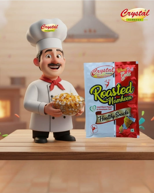 CRISPY TRAILS Fat Free Wheat Puff Roasted Namkeen | Light & Tasty Indian Snack | Spicy Puffed Rice Mix for Tea-Time & Travel