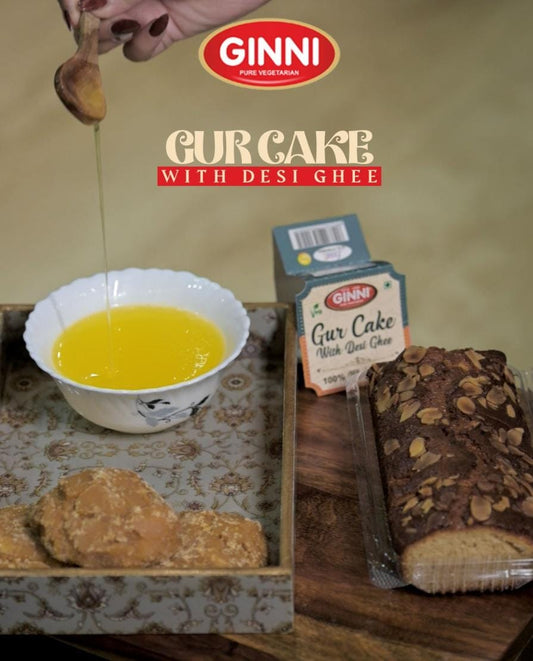 GINNI Gur Cake With Desi Ghee – Soft & Moist Cake with Real  Nuts | Perfect Tea Time Snack & Celebration Dessert (Pack of 1)