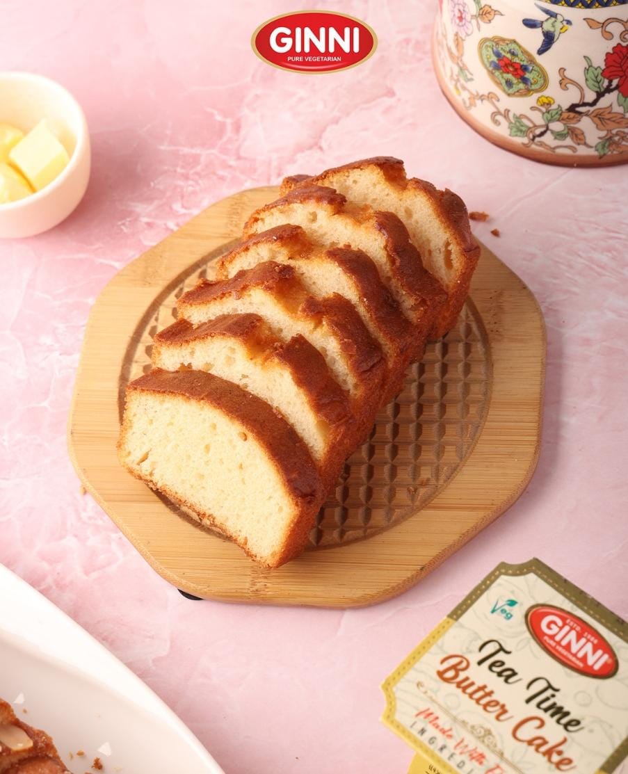 GINNI Tea Time Butter Cake – Soft, Moist & Fresh Baked Cake | Classic Snack Cake for Tea & Coffee